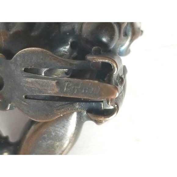 Vintage Original by Robert Earrings - Japanned Rhinestone Clip on Earrings - Picture 6 of 6